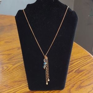Rose Gold Dangle Necklace With Gems